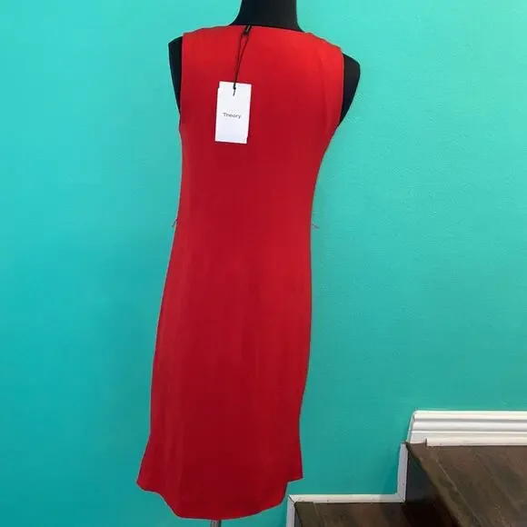 Theory Red Liquid Twill Midi Dress - Picture 8 of 10